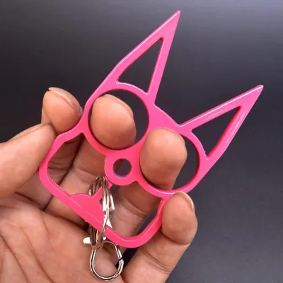 Cat Head Shape Design Defend Oneself Keychain Jewelry Alloy Key Ring