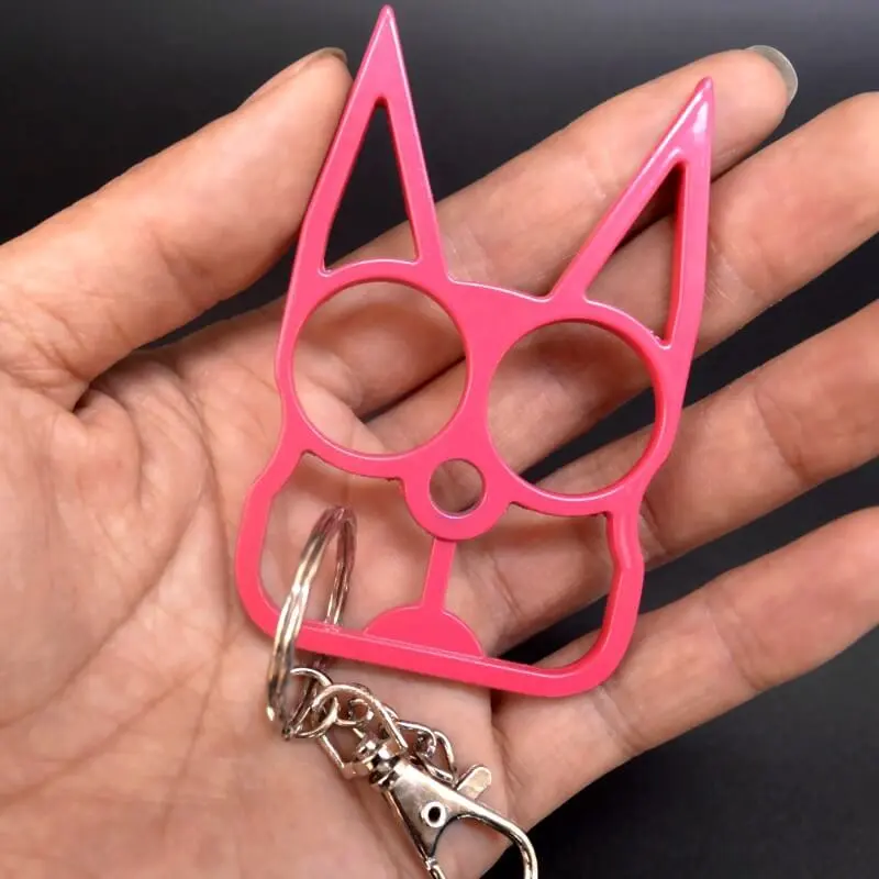 Cat Head Shape Design Defend Oneself Keychain Jewelry Alloy Key Ring