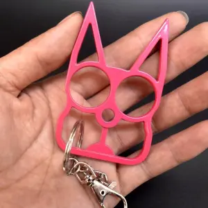 Cat Head Shape Design Defend Oneself Keychain Jewelry Alloy Key Ring