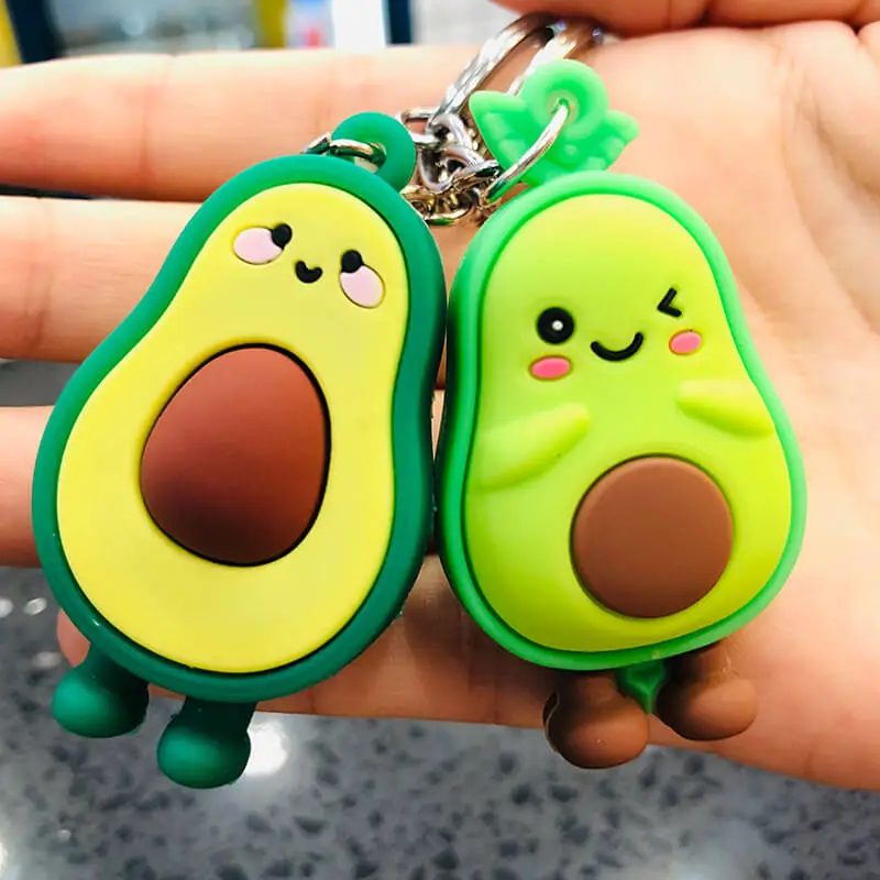 Cartoon Avocado Shape Rubber Keychain