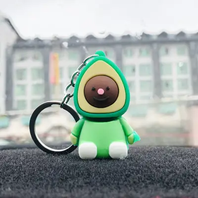 Cartoon Avocado Shape Rubber Keychain
