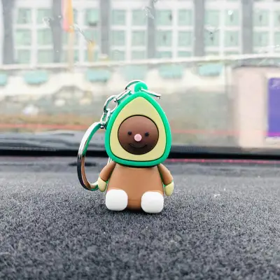 Cartoon Avocado Shape Rubber Keychain