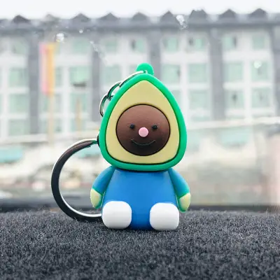 Cartoon Avocado Shape Rubber Keychain
