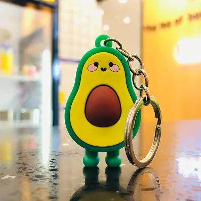 Cartoon Avocado Shape Rubber Keychain