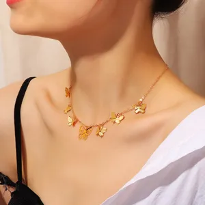 Fashion Butterfly Pendant Alloy O-chain Choker Necklace