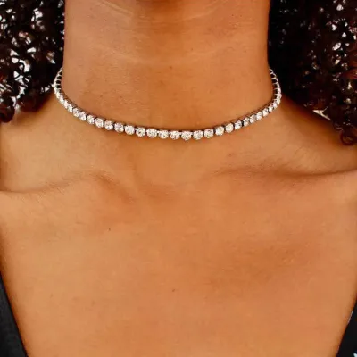 Minimalist Full Rhinestone Choker Necklace for Women