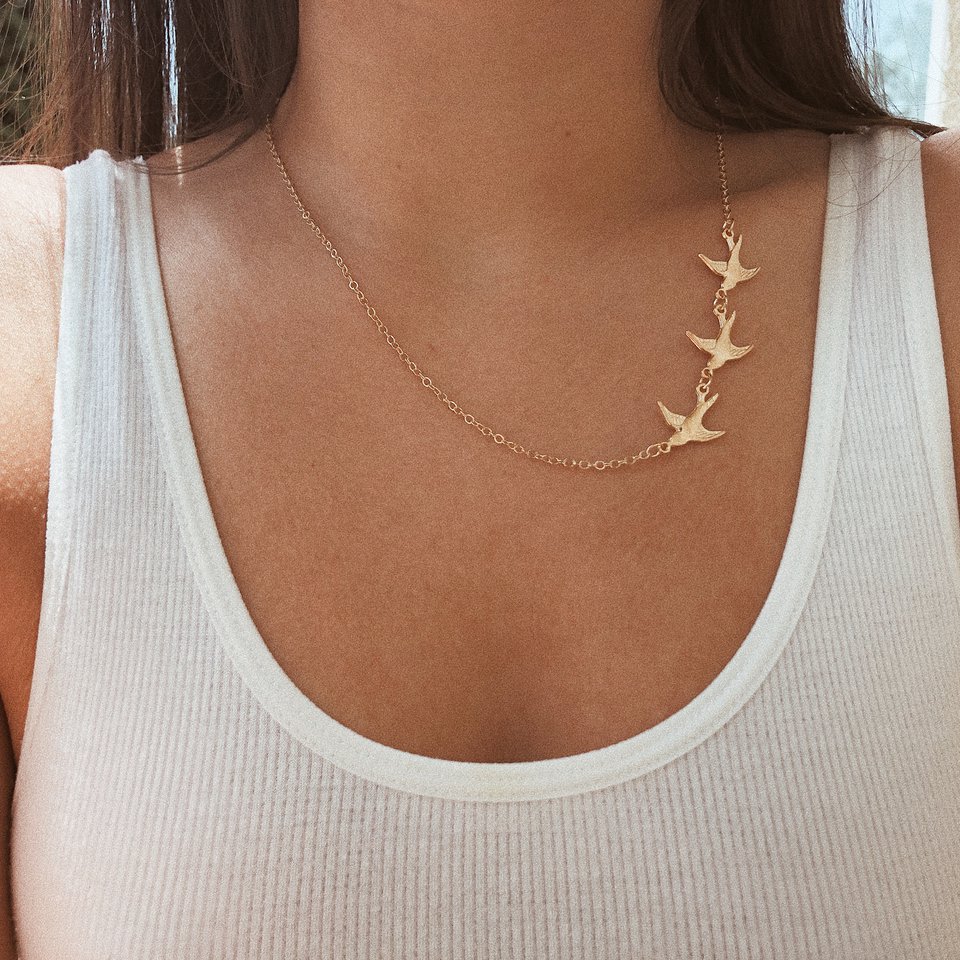 Wholesale Vintage Three Bird Pendant Necklace