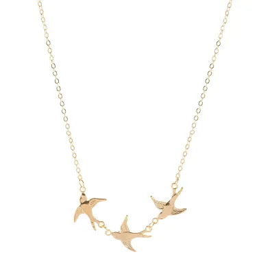 Vintage Three Bird Pendant Necklace Alloy Women's Animal