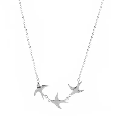 Vintage Three Bird Pendant Necklace Alloy Women's Animal