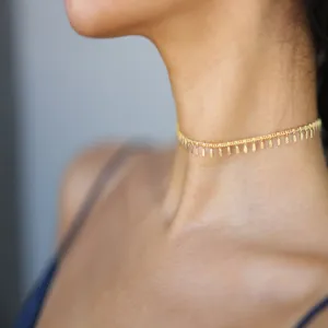 Simple Embossed Geometric Chain Choker Necklace for Women
