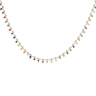 Bohemian Colorful Beaded Choker Necklace Alloy Geometric Pendant