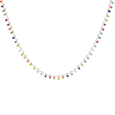 Bohemian Colorful Beaded Choker Necklace Alloy Geometric Pendant