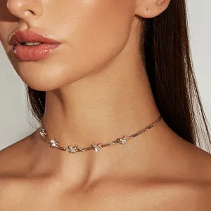 Temperament Snake Bone Chain Butterfly Necklace Women Rhinestone Alloy Jewelry