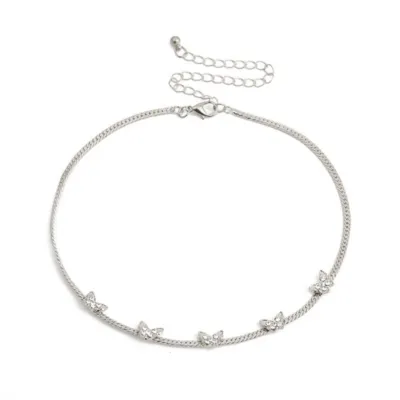 Temperament Snake Bone Chain Butterfly Necklace Women Rhinestone Alloy Jewelry