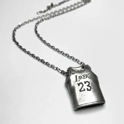 Fashion Unisex Basketball Star Jersey Pendant Necklace in Titanium Steel Geometric Cartoon Style