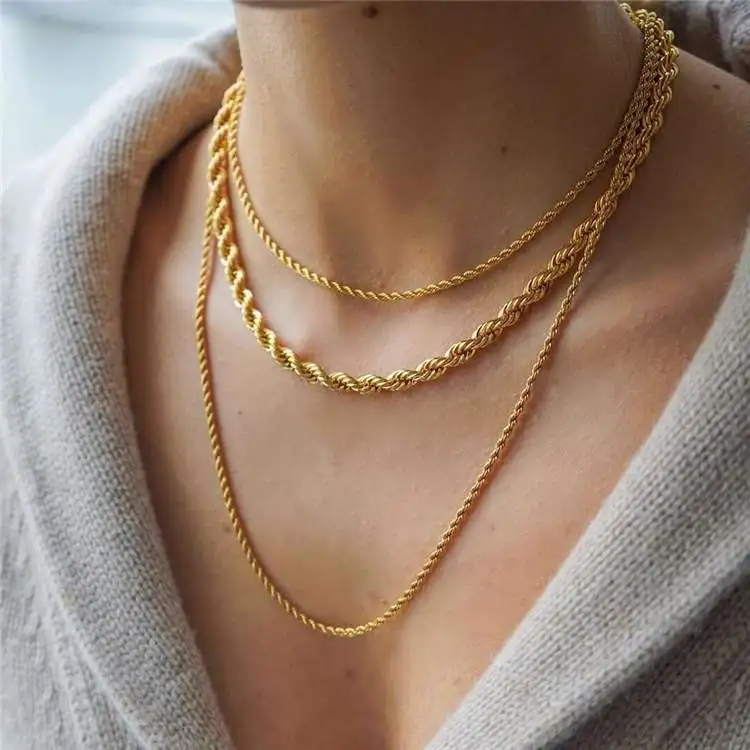 1pc Classic Geometric Twist Rope Snake Chain Metal Necklace for Women
