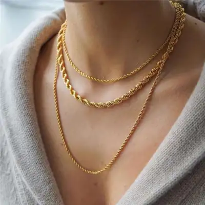 1pc Classic Geometric Twist Rope Snake Chain Metal Necklace for Women