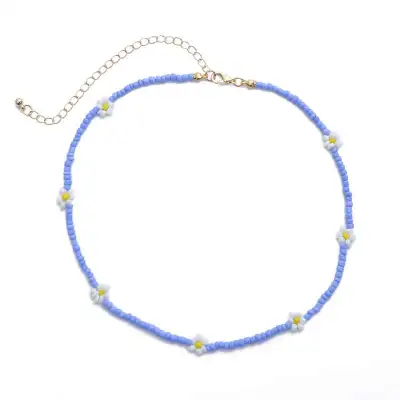 Women Creative Handmade Beaded Daisy Flower Ball Chain Necklace