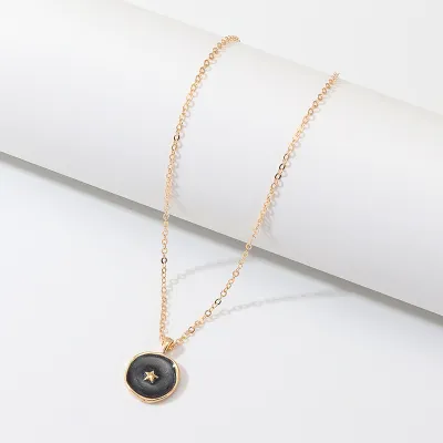Drop Oil Pendant Star Moon Gold Plated Women's Alloy O-chain Necklace