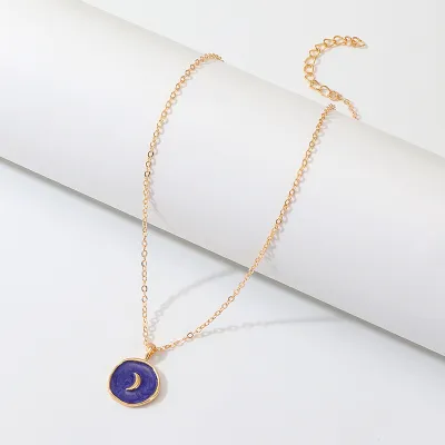 Drop Oil Pendant Star Moon Gold Plated Women's Alloy O-chain Necklace