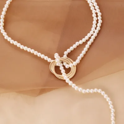 Geometric Pearl Chain Metal Buckle Women's Bracelet