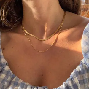 Simple Double Layer Metal Clavicle Chain Geometric Copper Women's Necklace