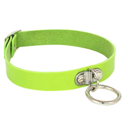 Harajuku Punk Metal Ring Decor PU Leather Choker Necklace