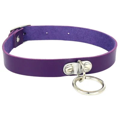 Harajuku Punk Metal Ring Decor PU Leather Choker Necklace