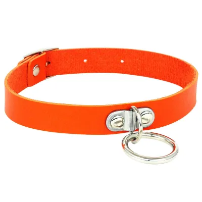 Harajuku Punk Metal Ring Decor PU Leather Choker Necklace