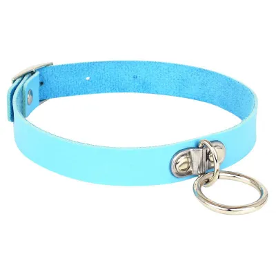 Harajuku Punk Metal Ring Decor PU Leather Choker Necklace