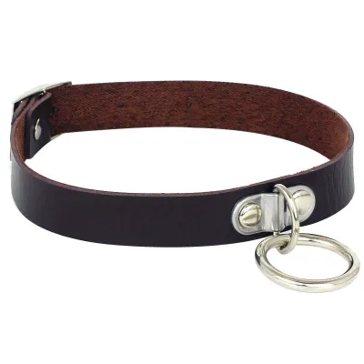 Harajuku Punk Metal Ring Decor PU Leather Choker Necklace