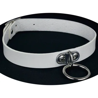 Harajuku Punk Metal Ring Decor PU Leather Choker Necklace