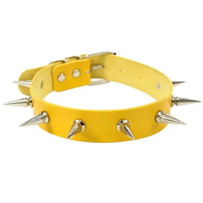 Women Creative Rivet Decor PU Choker Necklace