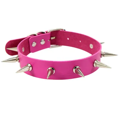 Women Creative Rivet Decor PU Choker Necklace