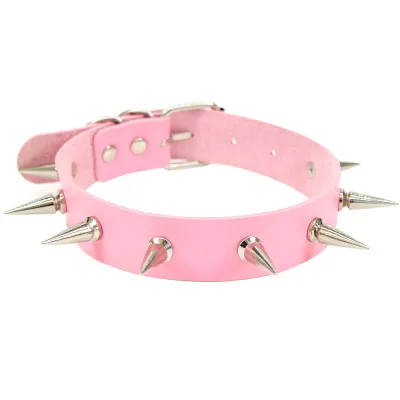 Women Creative Rivet Decor PU Choker Necklace