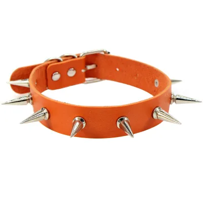 Women Creative Rivet Decor PU Choker Necklace