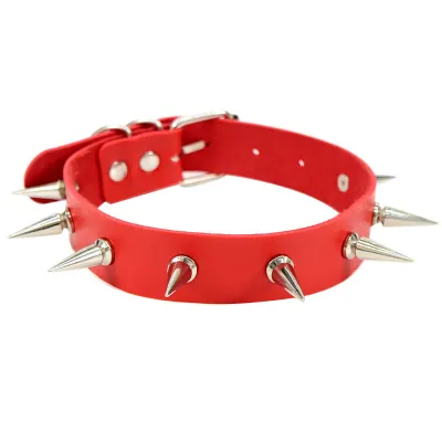 Women Creative Rivet Decor PU Choker Necklace