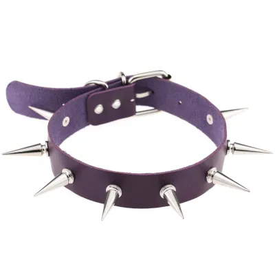 Women Creative Rivet Decor PU Choker Necklace