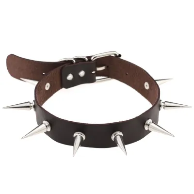 Women Creative Rivet Decor PU Choker Necklace