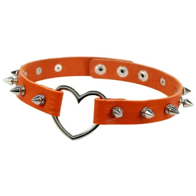 Creative Women Harajuku Rivet Heart PU Choker Necklace