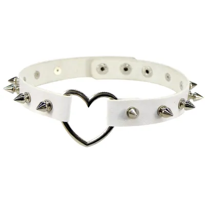 Creative Women Harajuku Rivet Heart PU Choker Necklace