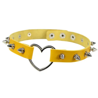 Creative Women Harajuku Rivet Heart PU Choker Necklace
