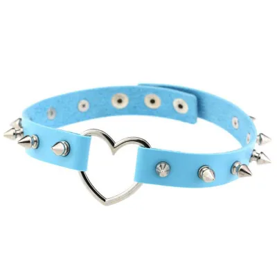 Creative Women Harajuku Rivet Heart PU Choker Necklace