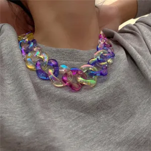 Women's Exaggerated Color Acrylic Cross Chain Necklace