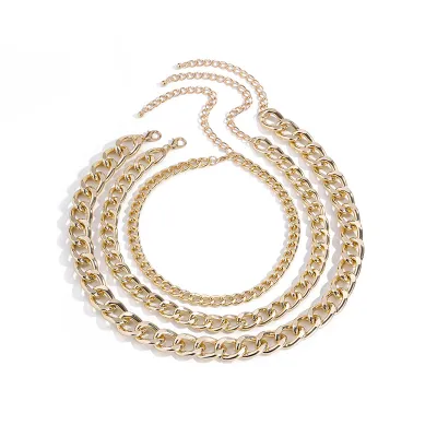 Fashion Chain Design Multilayer Geometric Simple Metal Women's Necklaces