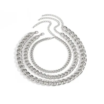 Fashion Chain Design Multilayer Geometric Simple Metal Women's Necklaces