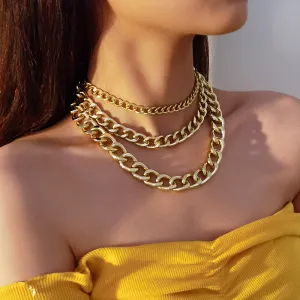 Fashion Chain Design Multilayer Geometric Simple Metal Women's Necklaces