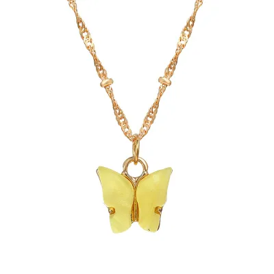 Fashion Butterfly Pendant Necklace Water Wave Chain Alloy Acrylic Women's