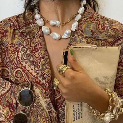 Fashion Irregular Pearl Decor Multilayer Necklace