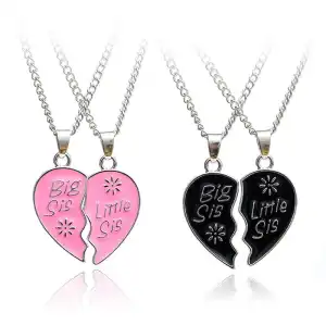 2pcs Women Heart Shaped Splice Design Alloy Box Chain Necklace Set